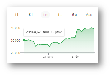 Graphique début 2021 sur le taux du Bitcoin selon Google